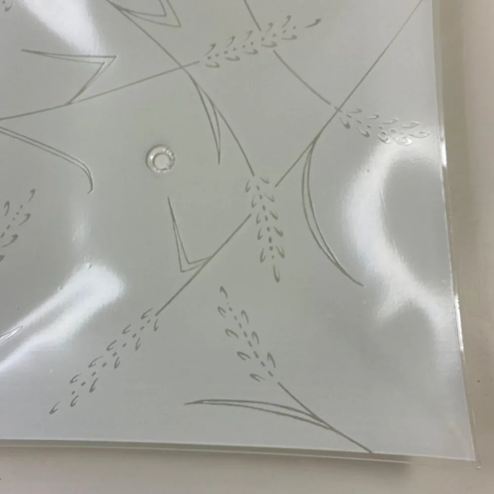 Vintage Frosted Glass Square Light Fixture Cover Etched Abstract Wheat Design